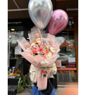 Balonlu sofft bouquet